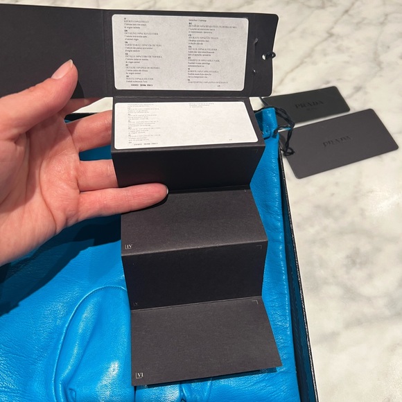 NWT PRADA Lamb Leather Long Embellished Gloves in box size 7.5 - Picture 10 of 11